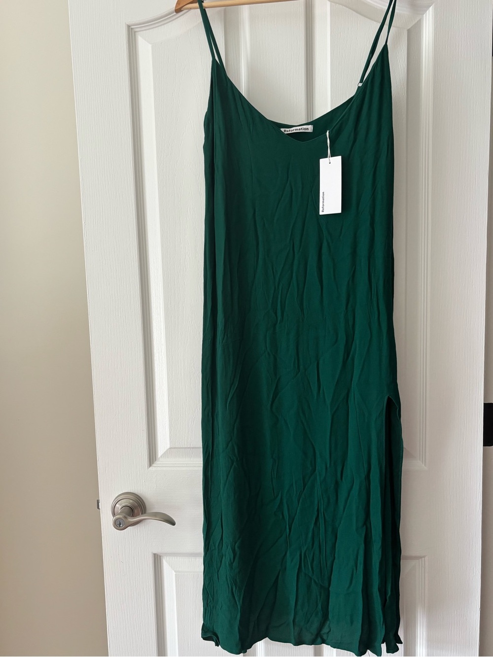 Reformation Emerald Green Slip Midi Dress